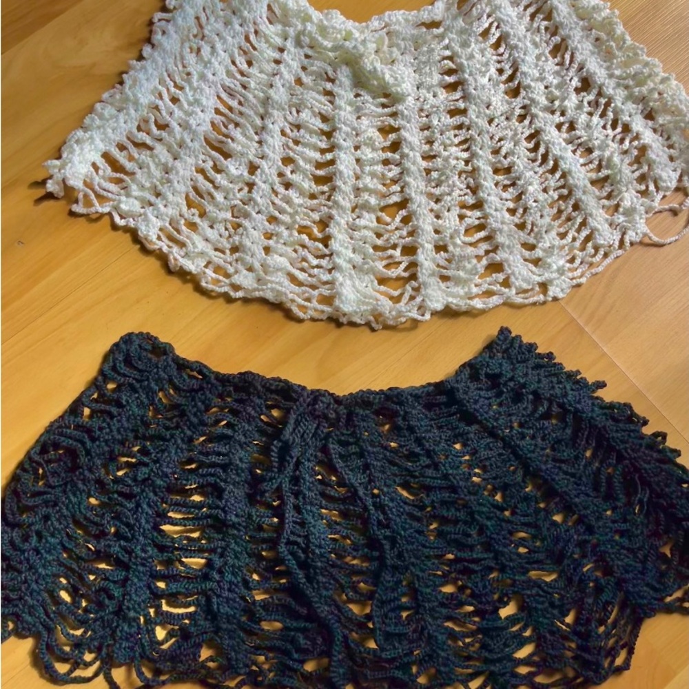 Elegant Crochet Swim Coverup Set - Black and Cream - Picture 1 of 1